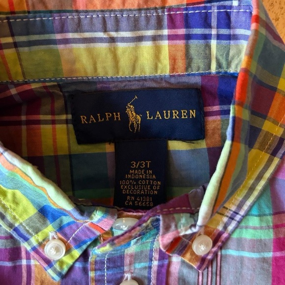 Ralph Lauren Toddler Plaid Long-Sleeve Button-Down Shirt – Size 3T - Picture 4 of 5